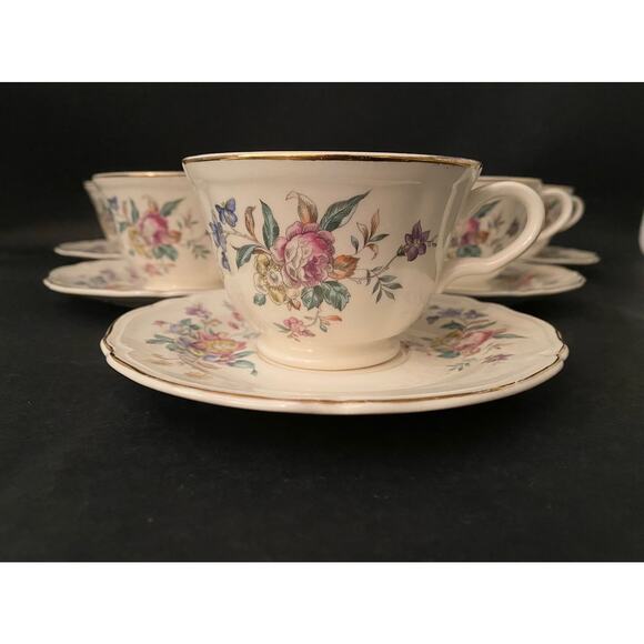 Set of 6 Edwin Knowles Winslow Teacups & Saucers - 1950s - Picture 9 of 9